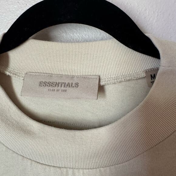Size M Essentials Fear of God Crop Heavy Jersey Crewneck Beige T-Shirt Women - Picture 5 of 7